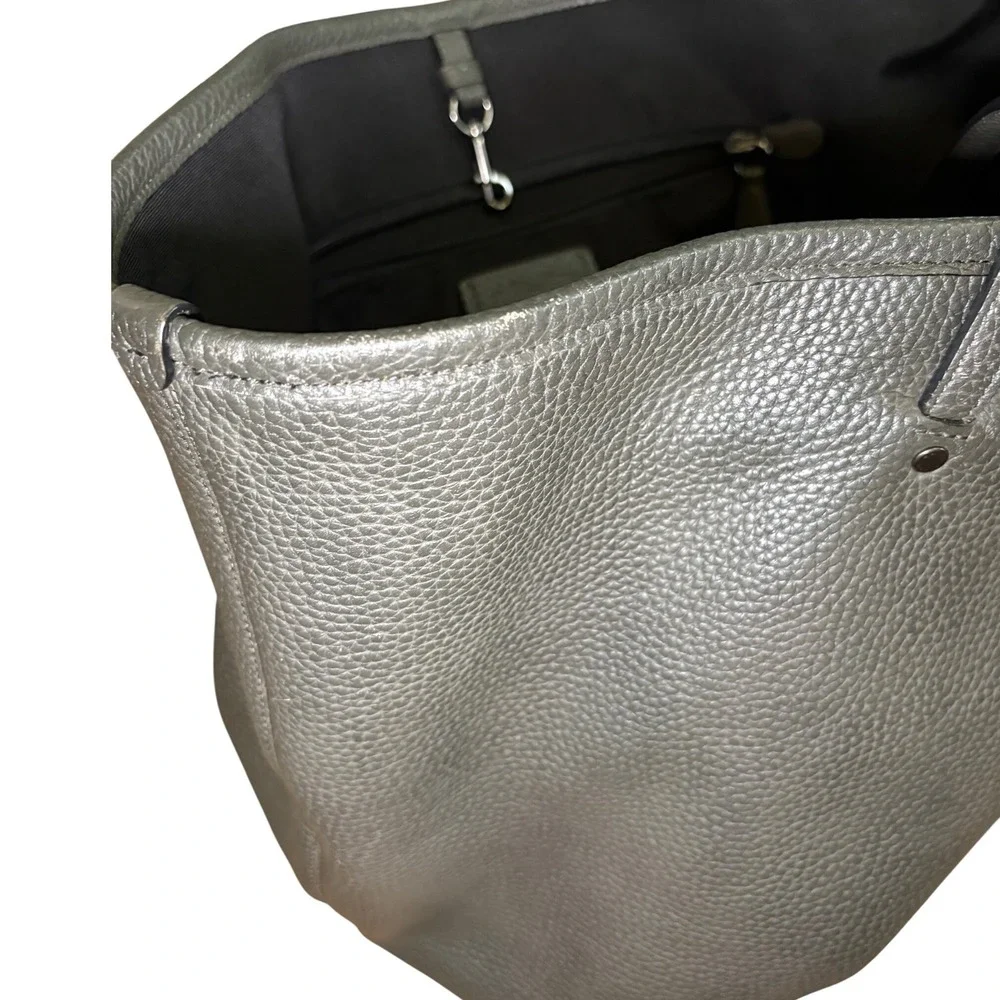 Coach Avenue Soft Tote Pebbled Leather Dark Olive Green/Gray Large Shoulder Bag